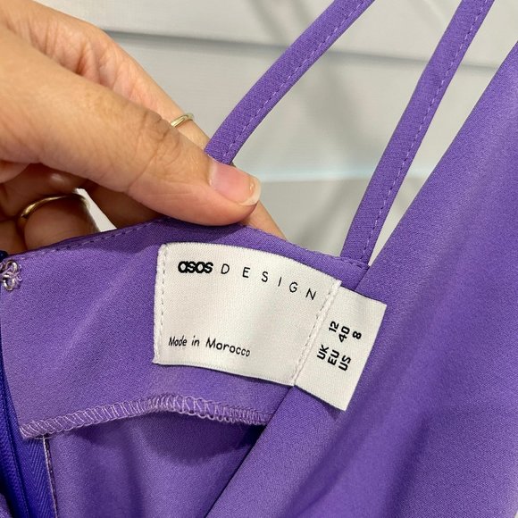 EUC ASOS DESIGN - Strappy Plunge Peg Leg Jumpsuit - Purple Color - Picture 4 of 4